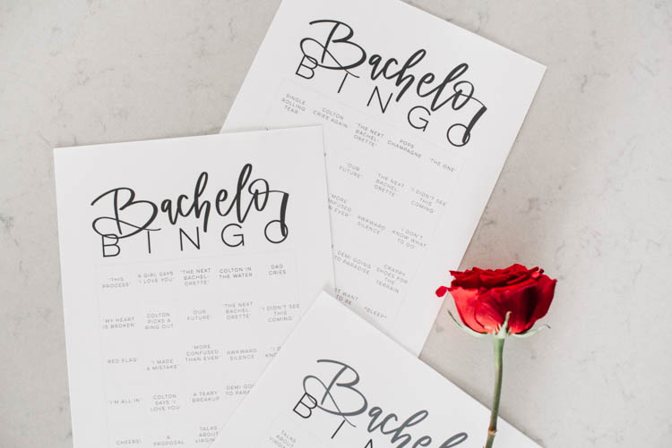 Free printable bachelor bingo cards with a rose