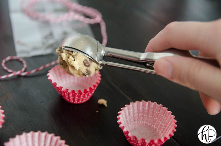 - scooping into cupcake liners