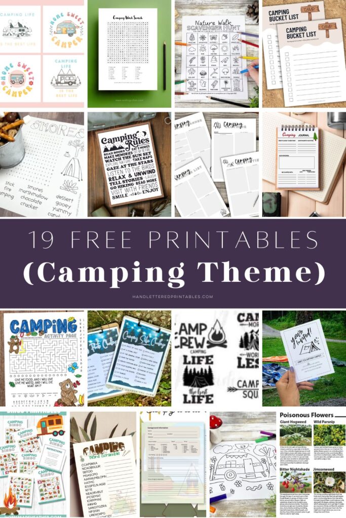 Free Printable Hand Lettered Invitation For a Camping Party