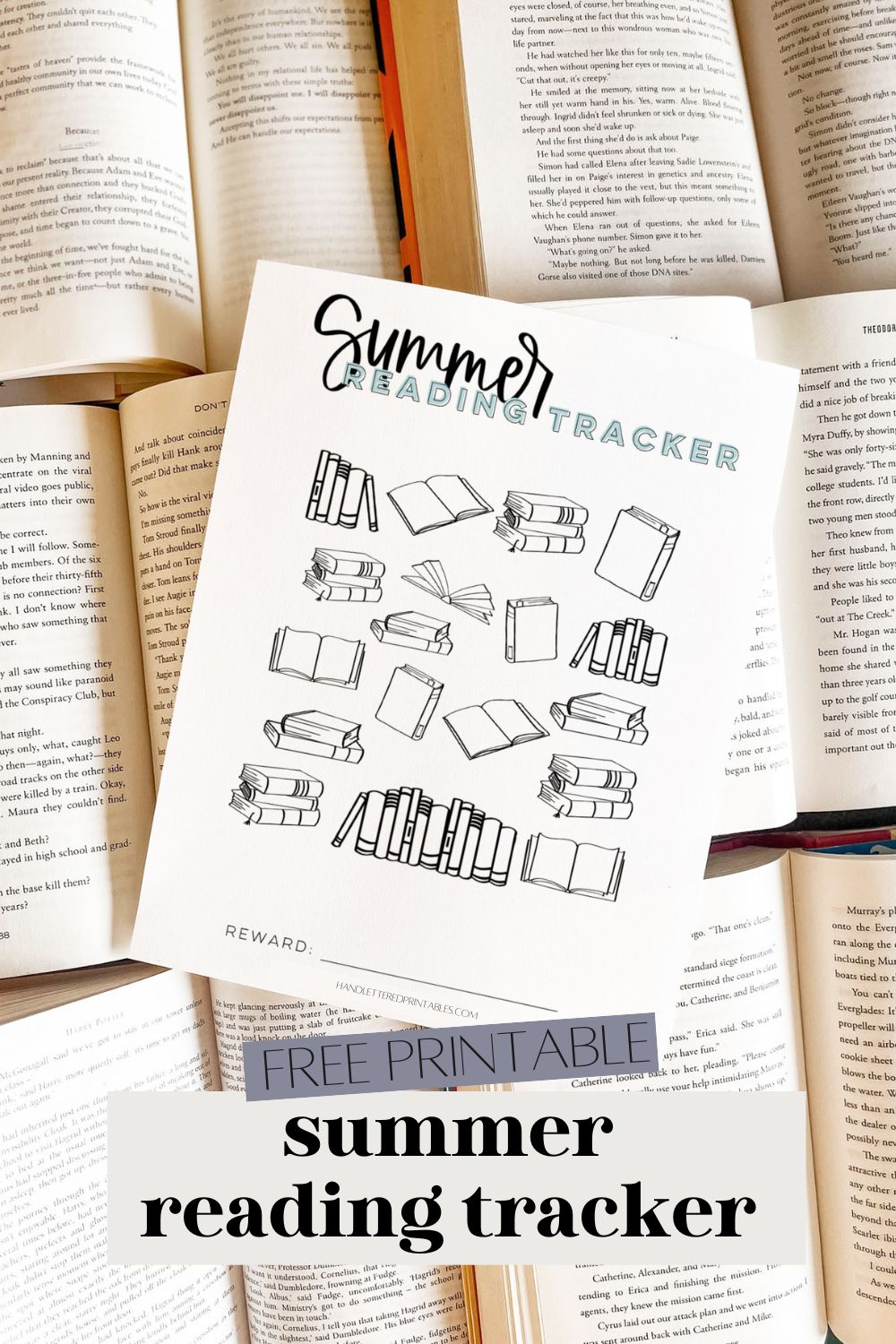 Summer Free Printable reading tracker Book log template Hand