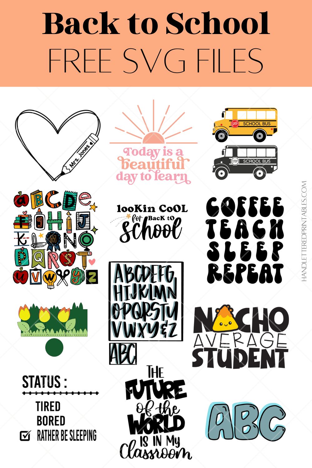 12 back to school free SVG files for crafting collage of files