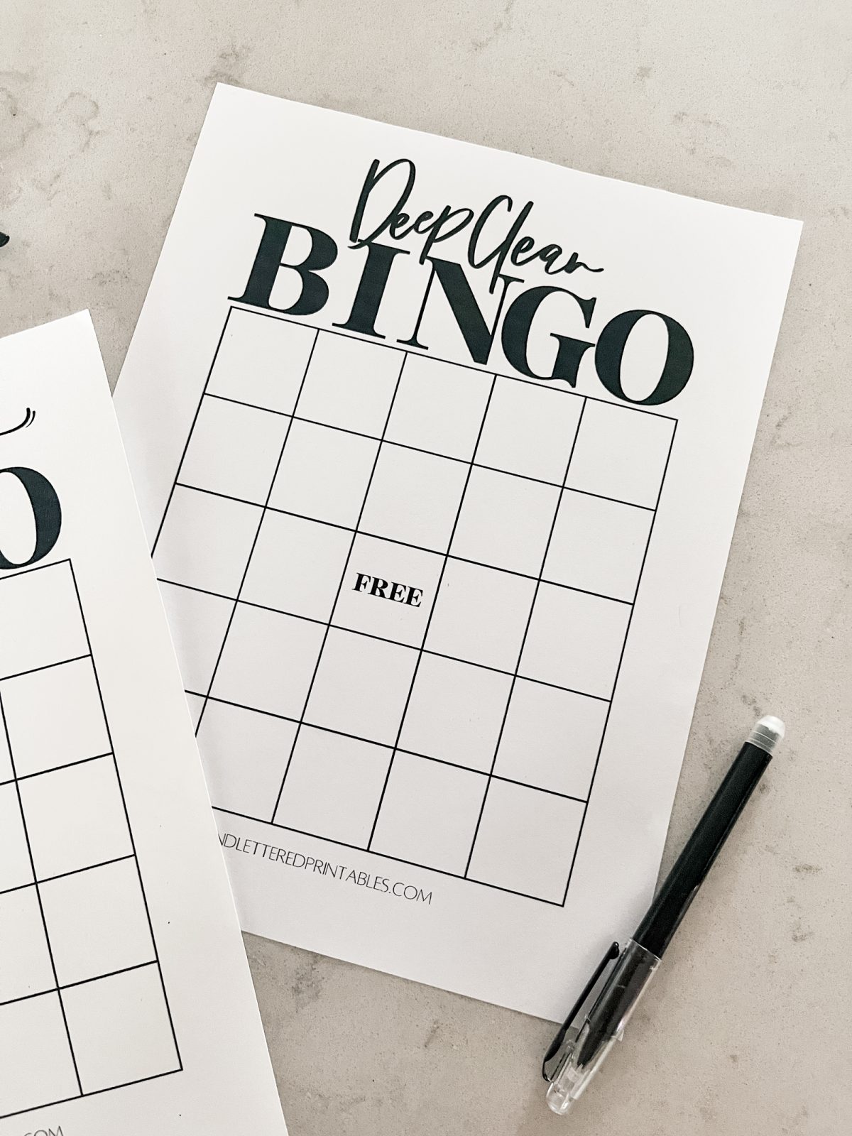 Free printable bingo cards for cleaning