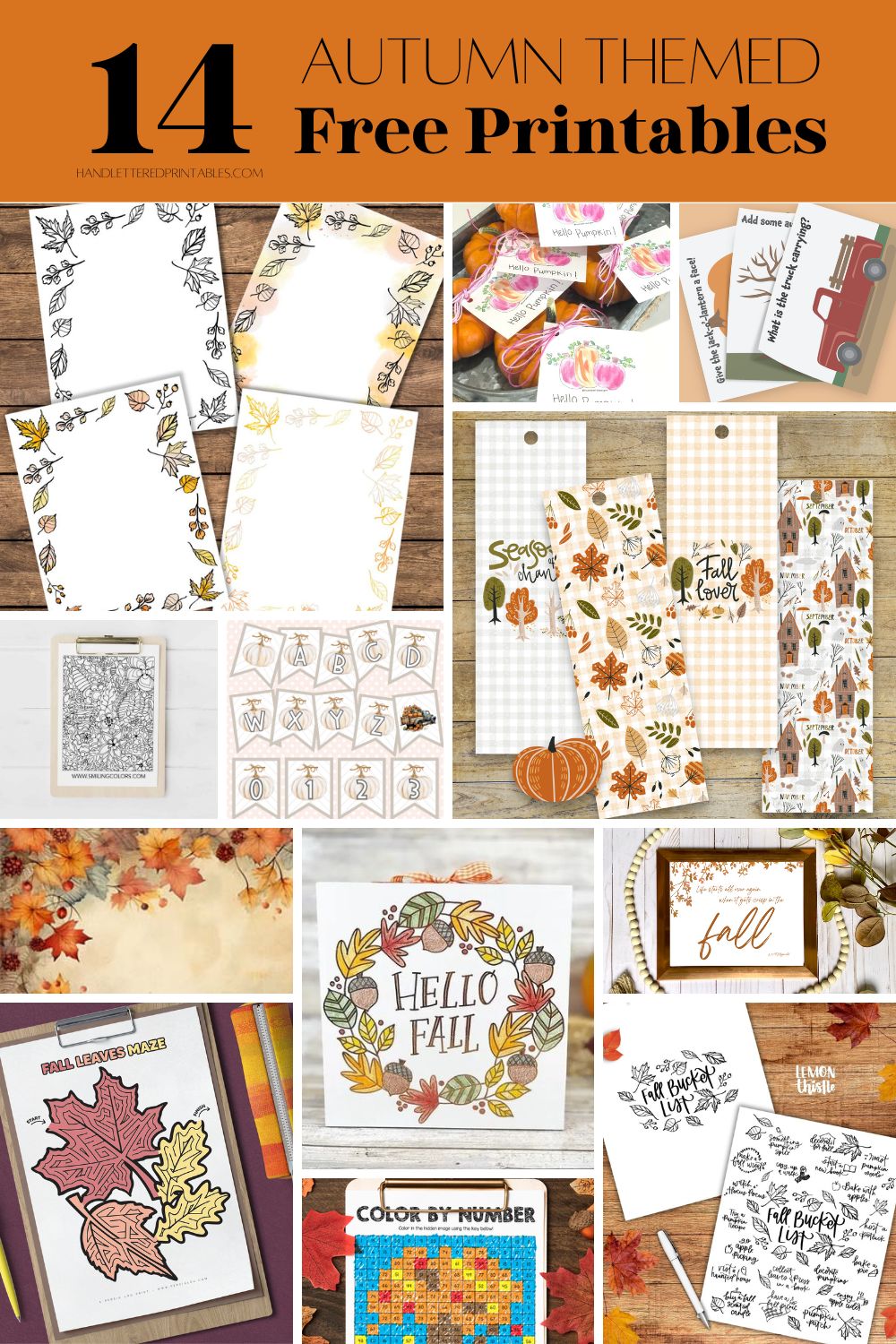 Free fall printables! collage of different fall freebies