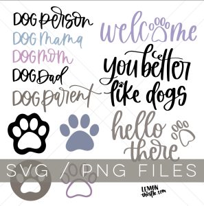 dog themed svg bundle available on lemon thistle.com