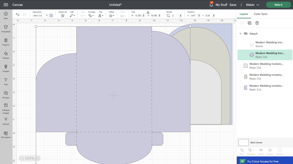 Group your score line to your cut layer to get your folds perfect!