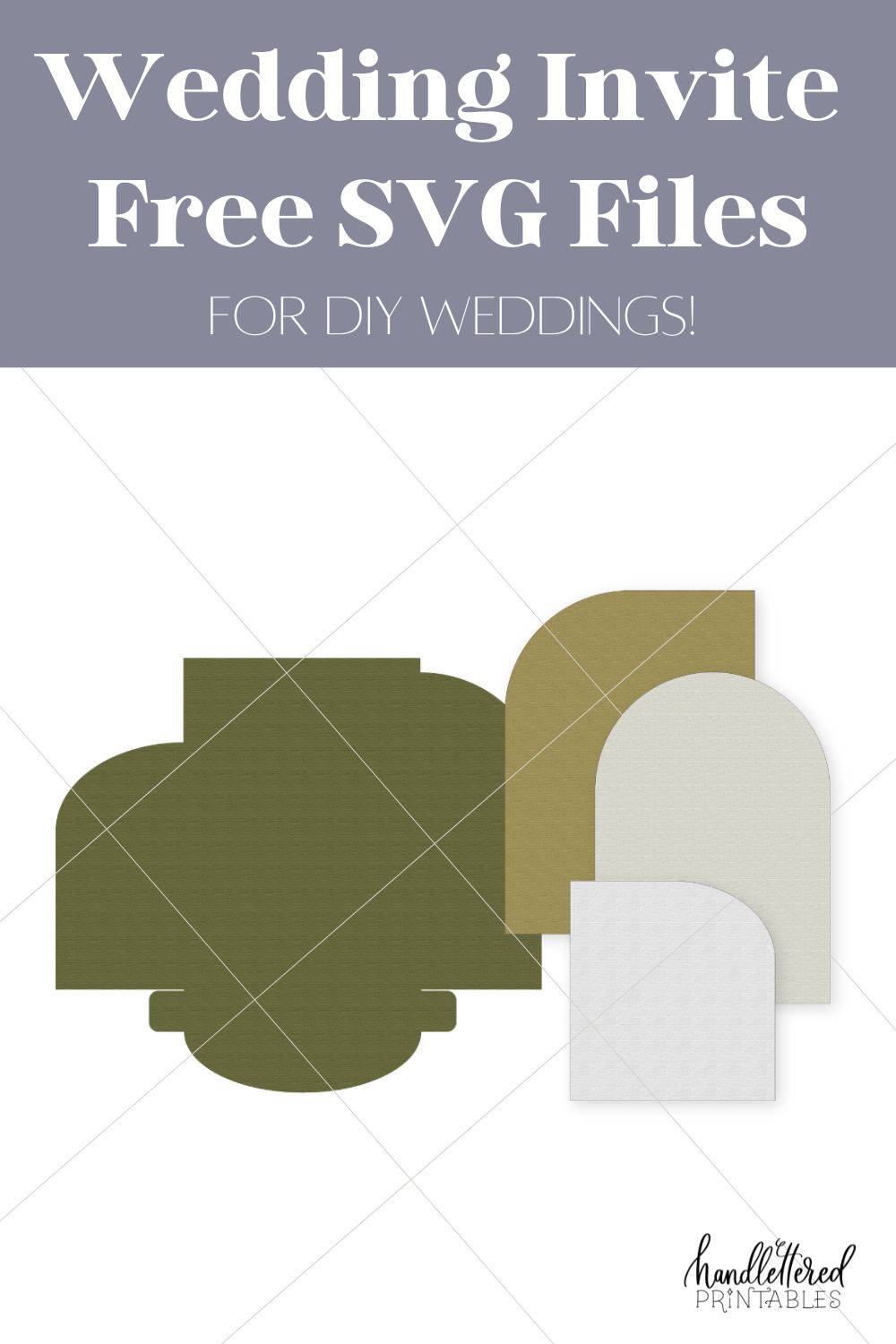 Wedding Invite Free SVG Files- mockup showing all the pieces of the modern arches trifold invitation included