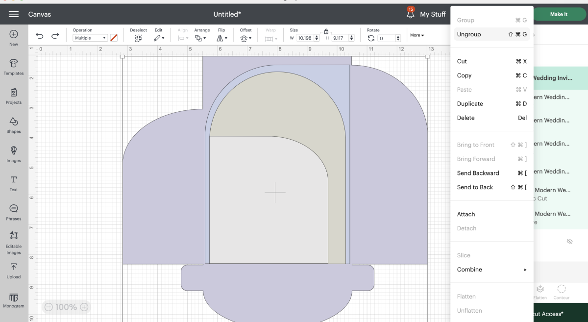 ungroup your layers before attaching the score lines to your cut template