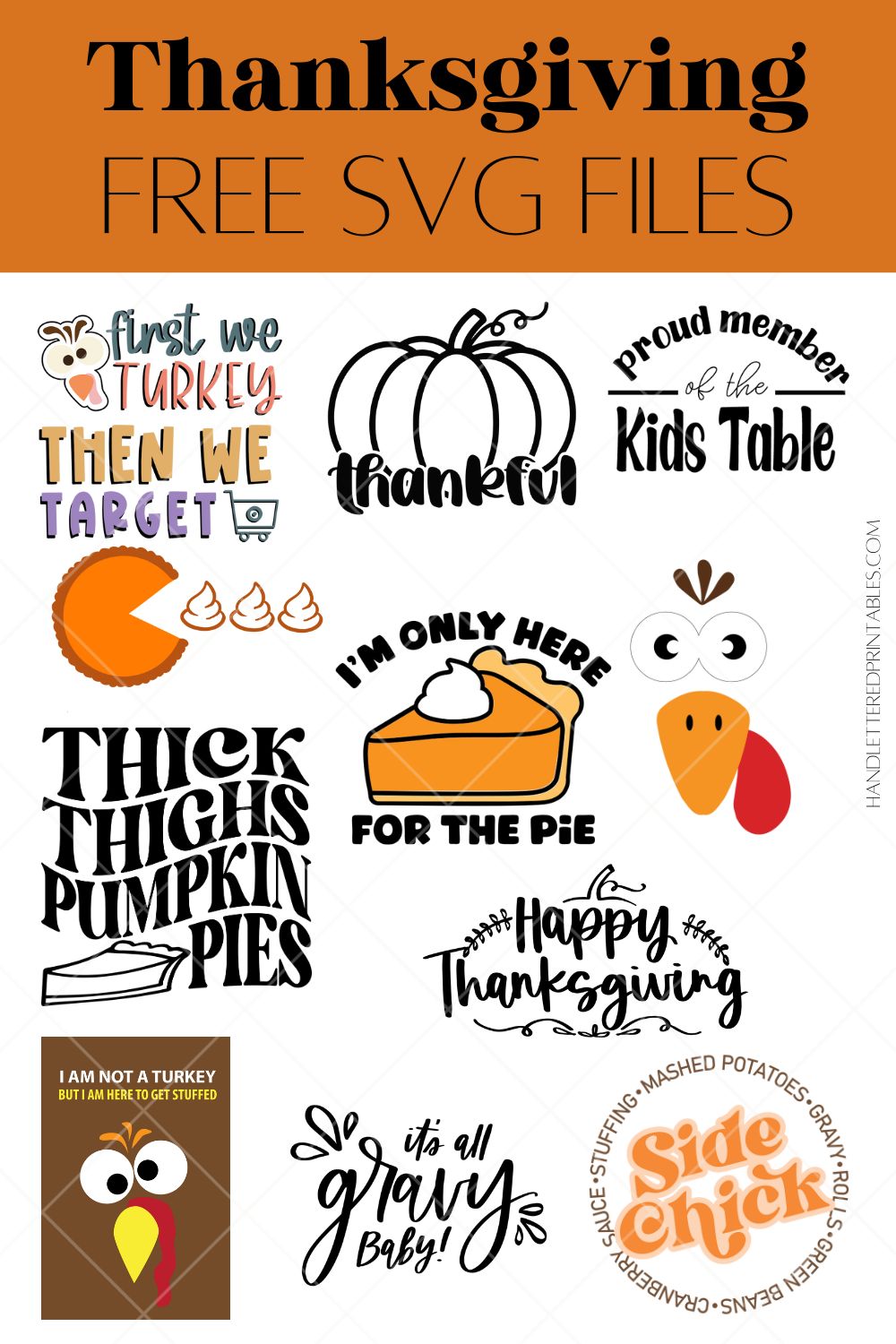 Free Thanksgiving SVG Files to download (collage of all files)