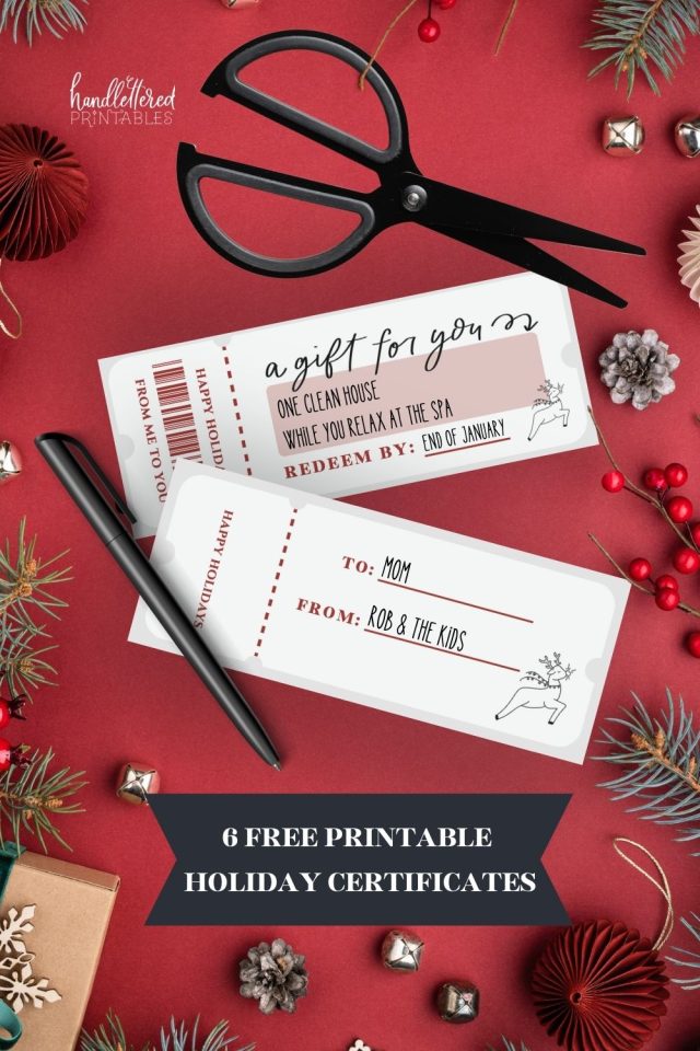 6 Free Printable Christmas Gift Certificate Templates - Hand Lettered ...