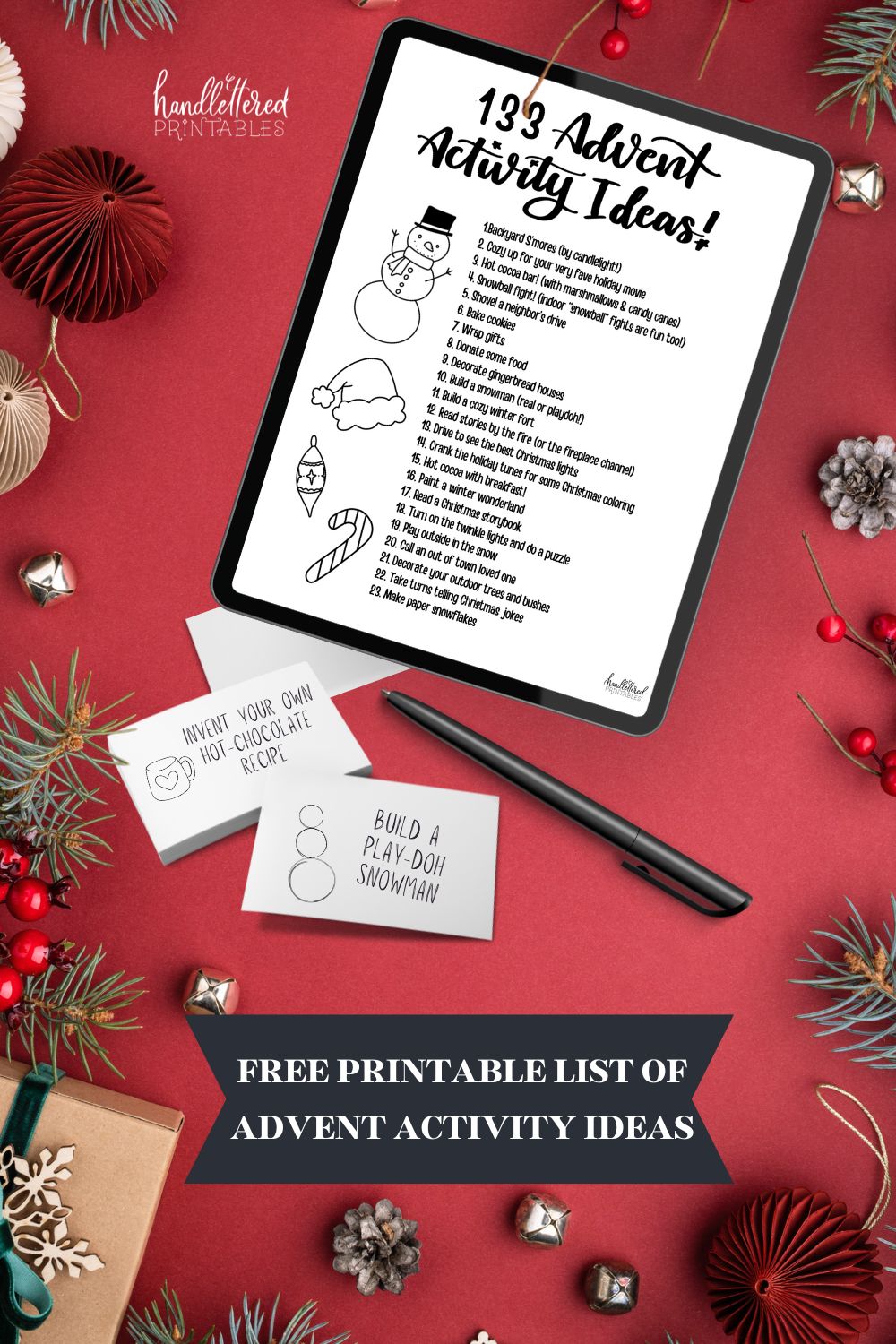 Christmas activity advent calendar ideas (free printable list)