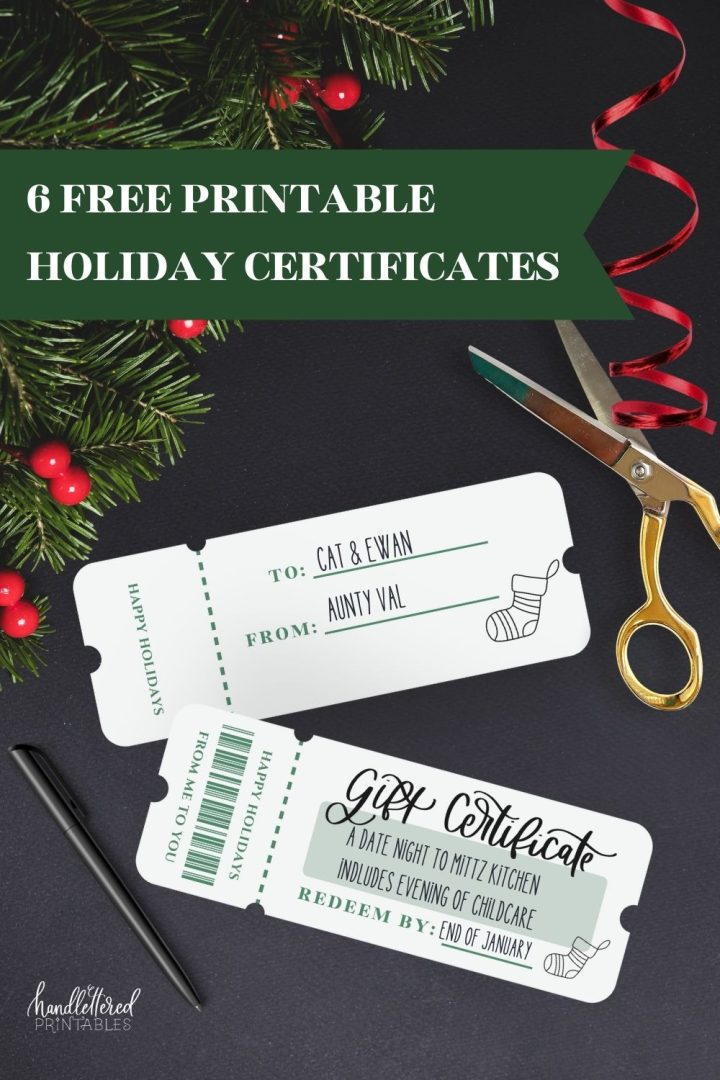 6 Free Printable Christmas Gift Certificate Templates - Hand Lettered ...