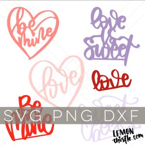 valentines day SVG cut files shown on white background with text over that reads: SVG PNG DXF