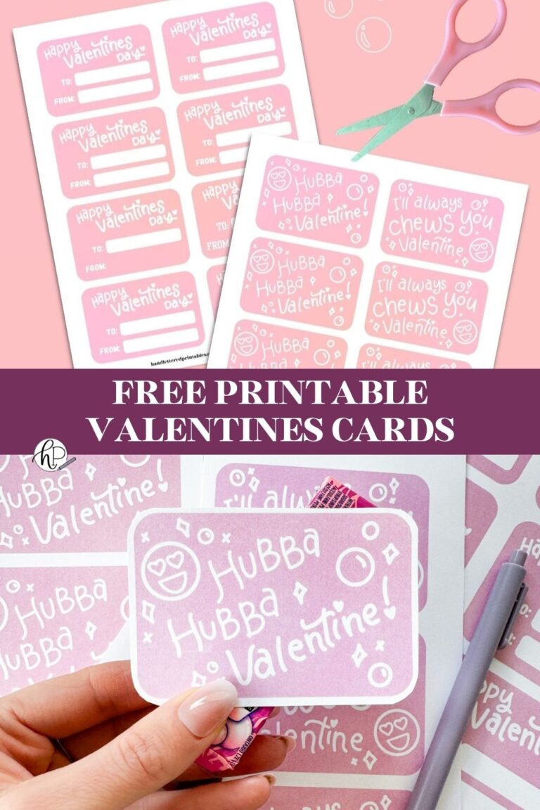 Bubble Gum Valentines Cards Free Printable - Hand Lettered Printables