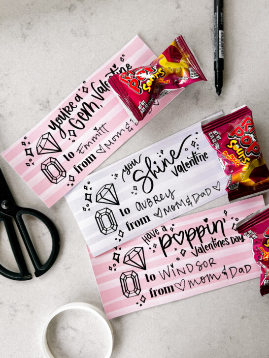 Free Printable Ring Pop Valentines Cards or Tags - Hand Lettered Printables