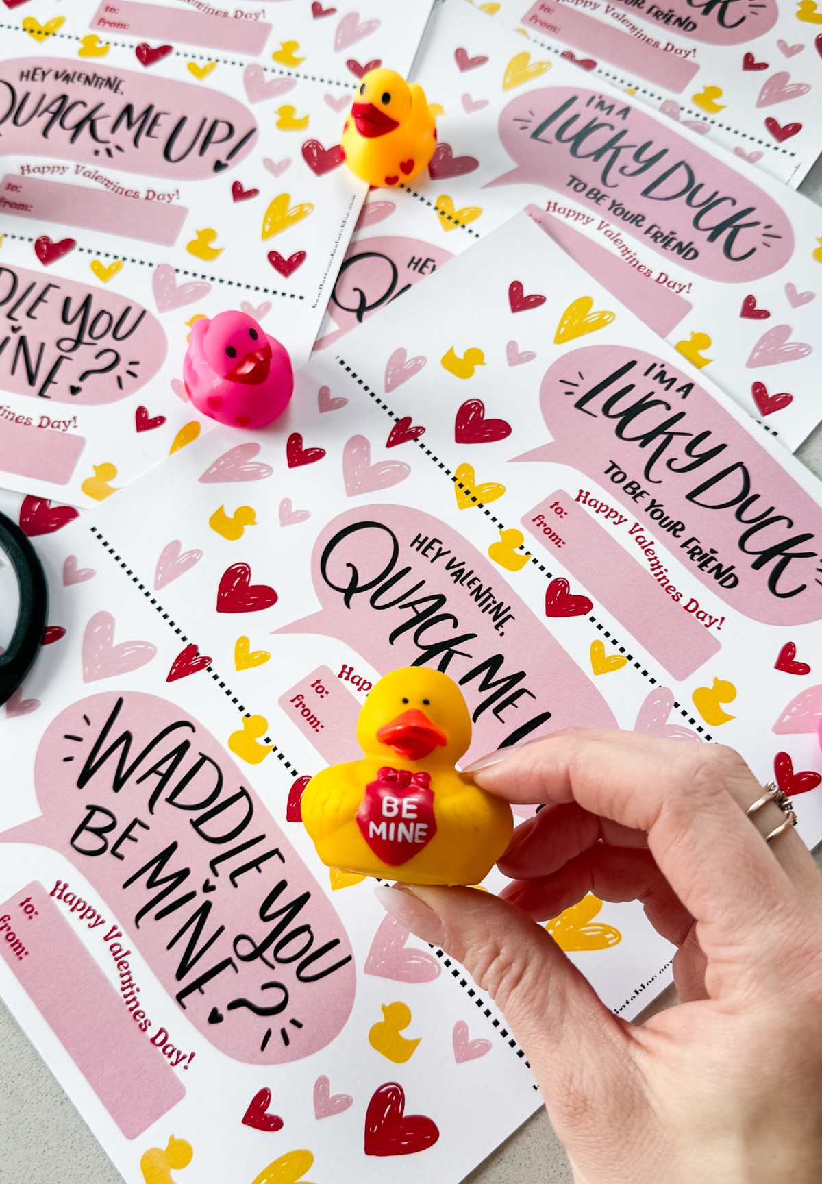 be mine rubber ducky ready to be attached to printable duck themed valentines day cards
