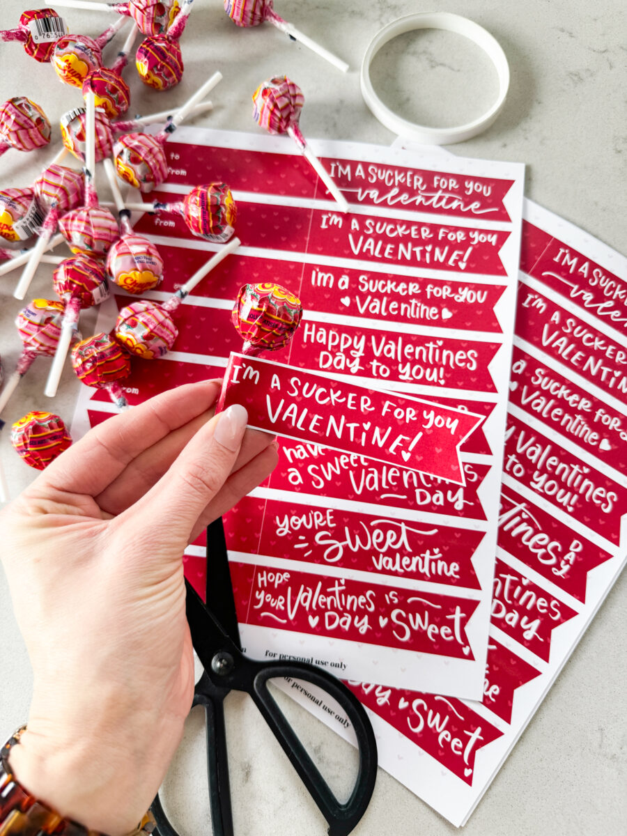 Sucker Valentines Free Printable Flags for Lollipop Cards - Hand ...