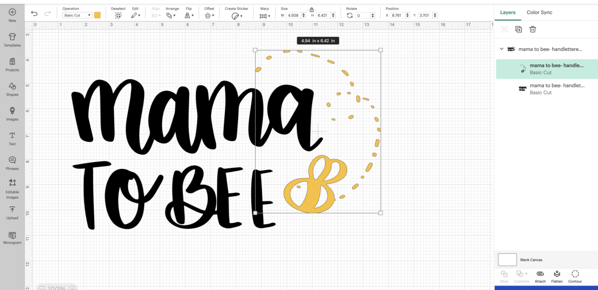 free mama to bee svg file uplaoded to cricut design space